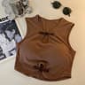 Womens Vintage Cropped Camisole Tank Top With BuiltIn Bra And Button Detail 10