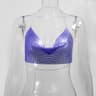 Womens Metallic Halter Crop Top  Backless Sequin Party And Clubwear Camisole 12