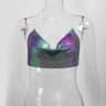 Womens Metallic Halter Crop Top  Backless Sequin Party And Clubwear Camisole 13