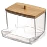 Cotton Swab Storage Box With Clear Square Container And Bamboo Lid 6