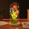 Tulip Night Light With Glass Cover And Wooden Base  Romantic Floral Gift 9