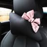 Pink Bow Car Neck Pillow With Ice Silk Fabric And Synthetic Fiber Filling 9