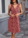 Womens Sleeveless VNeck Printed ALine KneeLength Dress 6