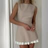 Womens Sleeveless Pleated Mini Dress With ONeck And Slim Pencil Silhouette 0