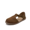 Womens Cow Suede Gladiator Sandals With Adjustable Buckle Strap And Flat Heel 4