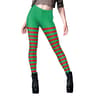 Womens Christmas Elf Leggings With Striped Snowflake Print 0