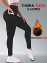 Womens High Waisted Fleece Lined Thermal Leggings With Pockets 0
