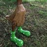 WoodGrain Duck Garden Figurine With Dotted Pattern And Stable Base 0