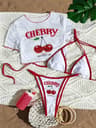 Womens ThreePiece Printed Bikini Set With Short Sleeve Swim Top 9