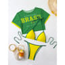 Womens ThreePiece Printed Bikini Set With Short Sleeve Swim Top 14