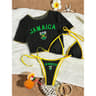Womens ThreePiece Printed Bikini Set With Short Sleeve Swim Top 12