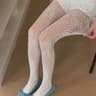 Womens Lolita Floral Lace Thigh High Stockings With Stretchy Mesh Design 9