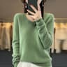 Womens 100 Wool VNeck Sweater  Long Sleeve Knit Pullover 11