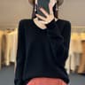 Womens 100 Wool VNeck Sweater  Long Sleeve Knit Pullover 17
