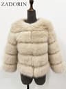 Womens Fluffy Faux Fur Winter Coat With 34 Sleeves And ONeck Collar 13