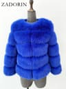 Womens Fluffy Faux Fur Winter Coat With 34 Sleeves And ONeck Collar 14