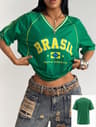 Womens Brazil Flag Print Short Sleeve Casual TShirt 5