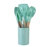 ya2E12PCSSiliconeKitchenwareNonStickCookwareKitchenUtensilsSetSpatulaShovelEggBeatersWo