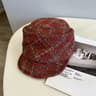 French Tweed Beret Hat Women Winter Warm Literary Style Equestrian Cap 6