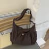 Trendy Checkered Nylon Crossbody Bag With Drawstring Large Capacity Shoulder Tote 6