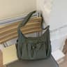 Trendy Checkered Nylon Crossbody Bag With Drawstring Large Capacity Shoulder Tote 9