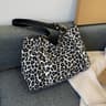 Leopard Print Large Capacity Tote Bag For Women Stylish Shoulder Handbag With Zipper Pocket 6