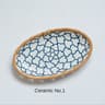 Japanese Rattan Woven Ceramic Snack Plate For Fruit Candy  Dessert Serving 5