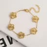 75QfY2KNewDesignMetalPlumLaserFiveLeafFlowerPlantBraceletStainlessSteelWaterproofHigh
