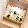 LR5m3pieceSetLuxuryFashionEmeraldPerfumeBottleNecklaceEarringsRingBanquetWeddingJewelry