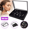 100 Slot Ring Box Jeweller Display Organiser Tray Holder Leather Ring Storage Case For Earrings Jew 5