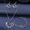 2ybVExquisiteDoubleHeartNecklaceEarringsBraceletJewelrySetCharmLadiesJewelryFashionBrida