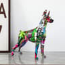 Graffiti Style Doberman Dog Statue Resin Crafts Simple Creative Painted Color Decor For Home Entran 9
