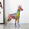 Graffiti Style Doberman Dog Statue Resin Crafts Simple Creative Painted Color Decor For Home Entran 12