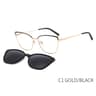 Women Metal Style Magnetic Polarizing Sunglasses Clip Set Cat Eye Spectacle Frame Myopia Eyeglass F 8