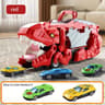Dinosaur Swallowing Track Deformation Truck Toy With Alloy Racing Car Foldable Transport Storage To 4