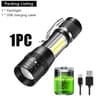 Zoomable Mini Portable Flashlight USB Rechargeable Torch For Outdoor Camping Fishing And Emergency