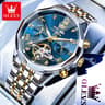 Luxury Mens Automatic Skeleton Watch With Moon Phase And Stainless Steel Bracelet 5