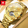 Automatic Mechanical Watch For Men With Skeleton Dial Luminous Calendar And Stainless Steel Band 7