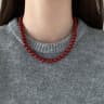 Red Glass Bead Choker Necklace For Women Silver Plated Chain Jewelry 8