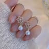 Elegant Pearl Drop Earrings Flower Earrings For Women With Baroque Dangle Design 6