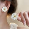 Elegant Pearl Drop Earrings Flower Earrings For Women With Baroque Dangle Design 10