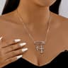 Colorful Zircon Cross Pendant Necklace For Women Stainless Steel Religious Jewelry 8