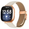 Fitbit Versa 3 4 Leather Watch Band With Rose Gold Buckle Lychee Texture Replacement Strap 13