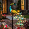 Elegant Iron Art Solar Peacock Stake Light Multicolor Warm White Weatherproof Outdoor Decor For Gar 4