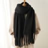 Warm Solid Pashmina Blanket Wraps For Women Cashmere Scarf With Big Tassel 3