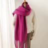 Warm Solid Pashmina Blanket Wraps For Women Cashmere Scarf With Big Tassel 12