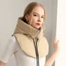 Womens Ultralight Down Hooded Hats Drawstring Neck Cover Removable Scarf Zipper Coat Balaclava Hat 9