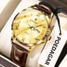 Luxury Business Wristwatch For Men Date Week Leather Quartz Male Watch Waterproof Luminous Fashion