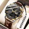 Luxury Business Wristwatch For Men Date Week Leather Quartz Male Watch Waterproof Luminous Fashion