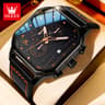 Square Waterproof Chronograph Quartz Watch Trend Brand Original Mens Watches Luminous Leather Strap 5